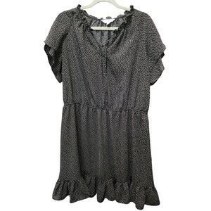 Lauren Conrad XXL Black White Ruffle Hem Dress EUC